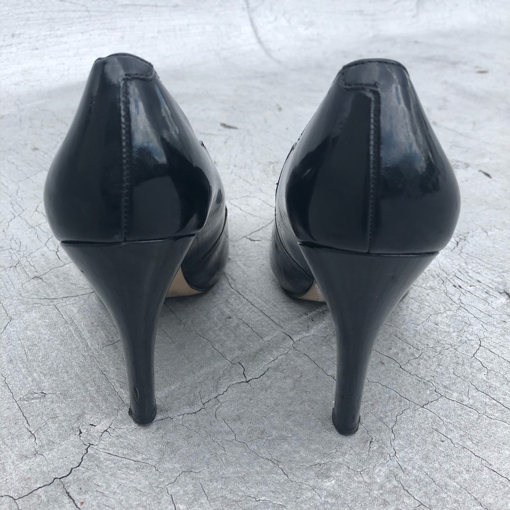Nine West Peep Toe Patent Leather Heels Black 7.5 - Picture 3 of 8